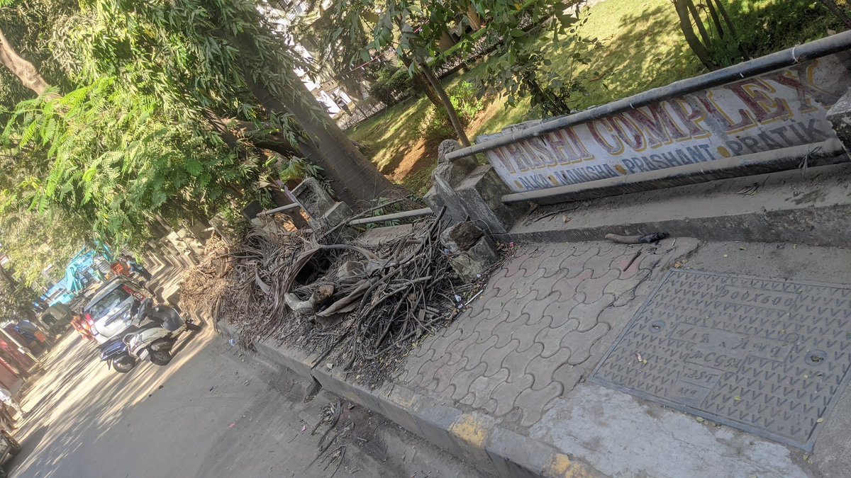 NeilDSilva8's tweet photo. Please clear these branches and leaves on the footpath outside Prashant / Pratik CHS, Vrishi Complex IC Colony Borivali West. This has been blocking the footpath for many days forcing people to walk on a busy road. @mybmcWardRN @mybmc  @manishaBJP https://t.co/HNwqLo3jf6