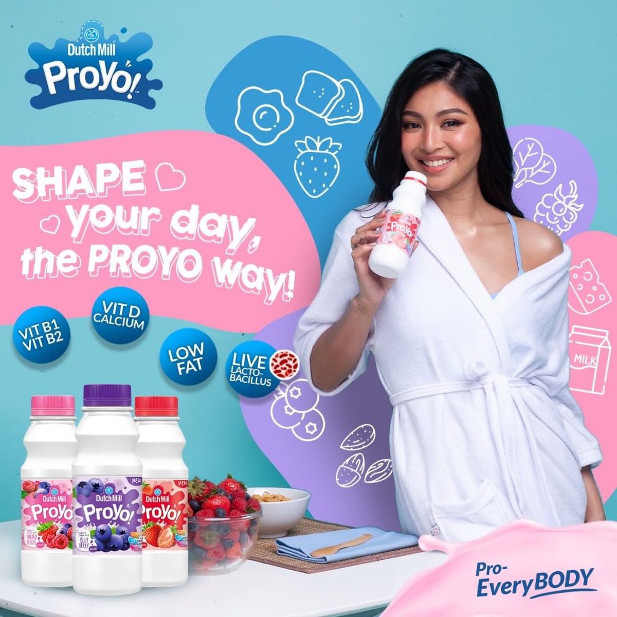 AllOut4Nadine's tweet photo. Nadine Lustre for DUTCH MILL PROYO

A yoghurt drink that is for everybody - no matter who you are &amp; how you approach fitness.

✅Low Fat
✅Vitamins B1 + B2 for Energy
✅Vit D + Calcium for Bone Strength
✅LIVE Lactobacillus to aid Metabolism

#NadineLustre 
#DutchMillProyo https://t.co/uSRfmSYBQe
