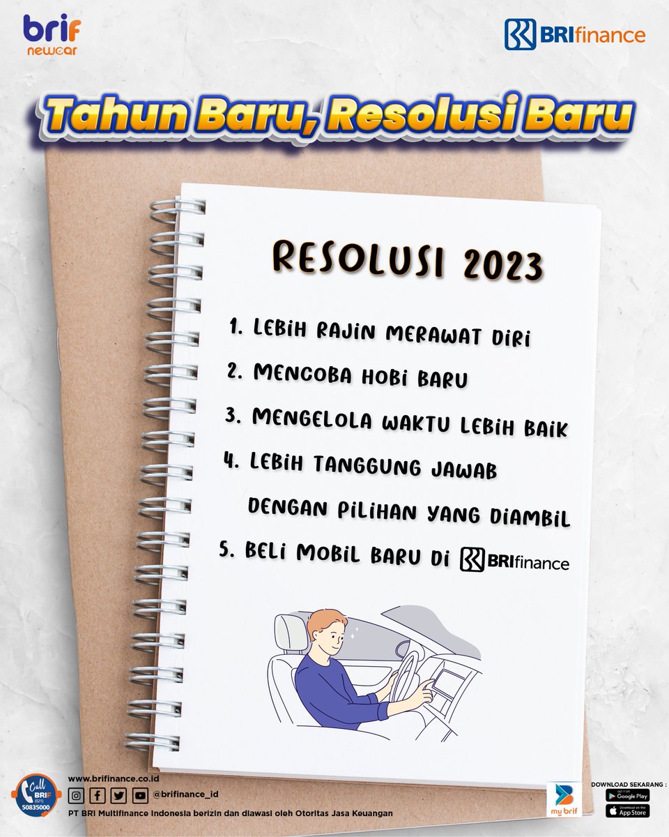 Halo Sobat BRIF,
Tahun baru perlu resolusi baru
Mungkin di tahun sebelumnya masih banyak kekurangan yang perlu diperbaiki dan banyak mimpi yang belum terwujud
Ayo wujudkan mimpimu punya mobil baru bersama BRI Finance
#BRIFinance #BRI #SobatBRIF #MobilBaru #Otomotif #TahunBaru2023