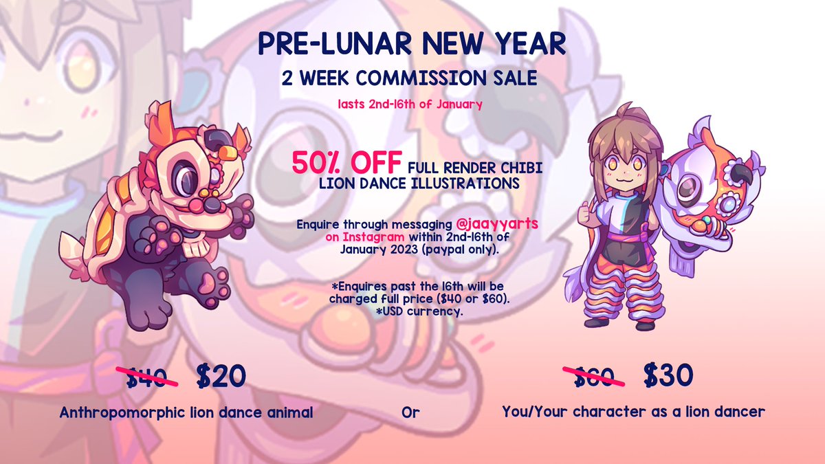 New Years / Pre-Lunar New Year art commission sale! Lasts 2 weeks