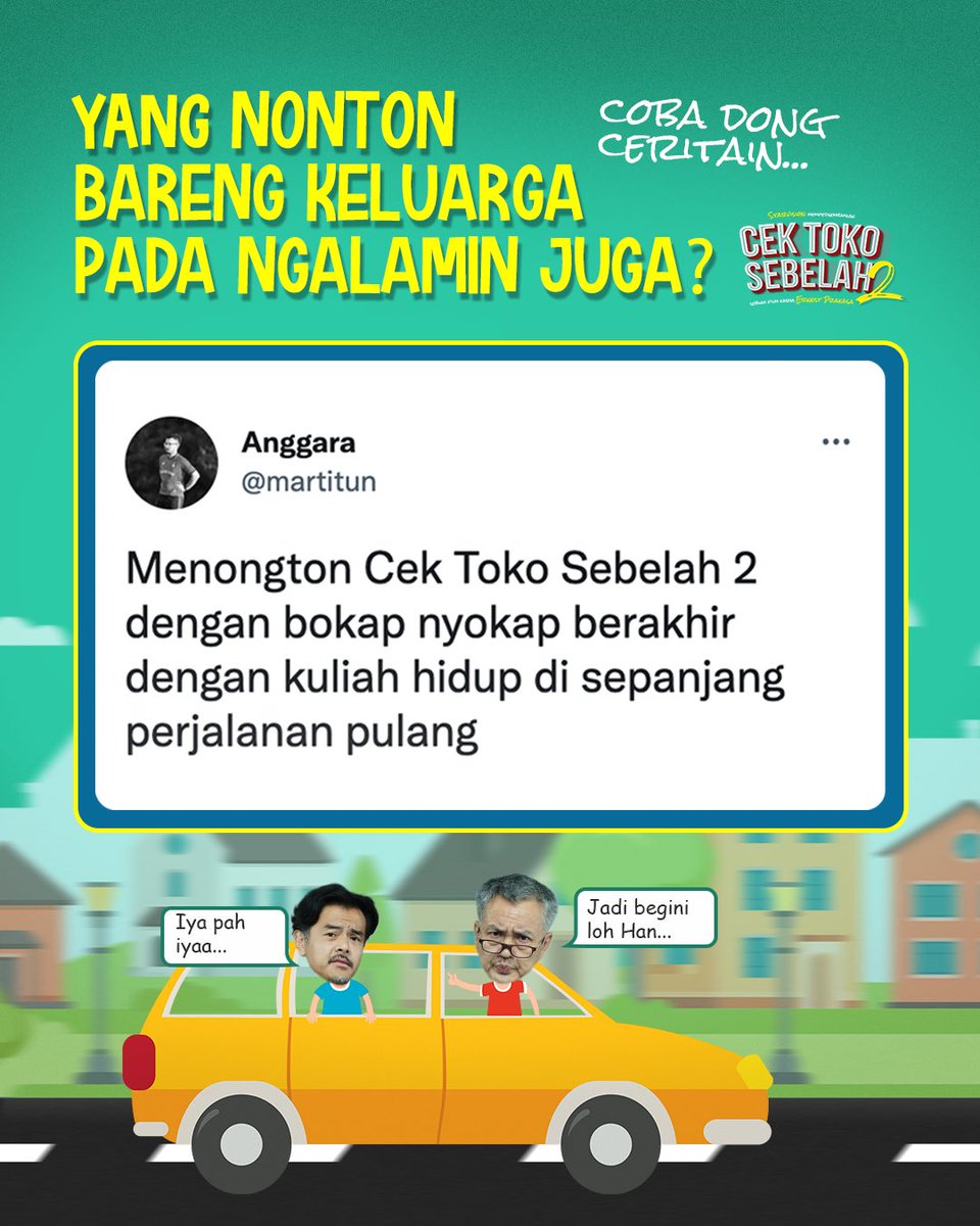 Starvisionplus's tweet photo. Bacain komen temen-temen yang nonton Cek ToKo Sebelah 2 bareng orang tuanya lucu dan unik-unik banget 😂

Cobain deh. Yuk ajak orang tua kita nonton bareng #CekTokoSebelah2 https://t.co/ZNlqI9zLDF