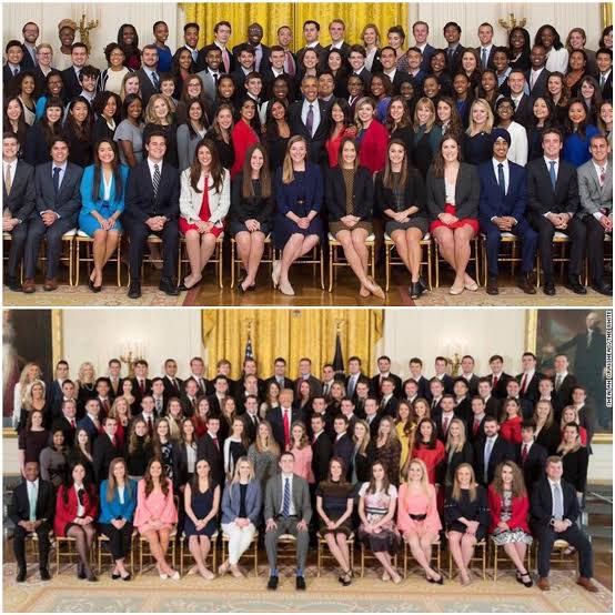Essa foto dos ministros do Lula x do ex-presidente me lembrou a foto dos estagiários da Casa branca era Obama x Trump

Same energy