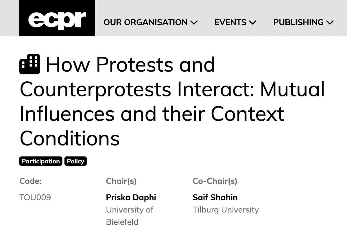 shahin_saif's tweet photo. #Deadline: 9 Jan
Excited to invite 500-word #proposals for this @ECPR joint session on #protests &amp; counterprotests, to take place 25-28 Apr @SciencesPo_Tlse. 
For details, see:
https://t.co/DE4RtbnURU
#ecprjs #activism #movement 
@ECPRsgParti_Mob @cbsmnews @SocMovStudies https://t.co/O1zToS8aJy