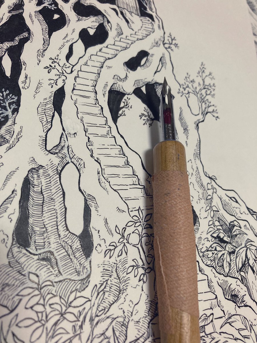 左が元絵(デジタル)
右がトレース(アナログ)
主線はクロームペン
ベタは呉竹愛ライナー
細かい描き込みはコピックマルチライナーとスクールペンでカリカリカリカリやりました✒️
アナログペン入れ楽しい\\\٩( `ω' )و ///
手がめちゃ汚れたけど!
今日の練習ここまで〜