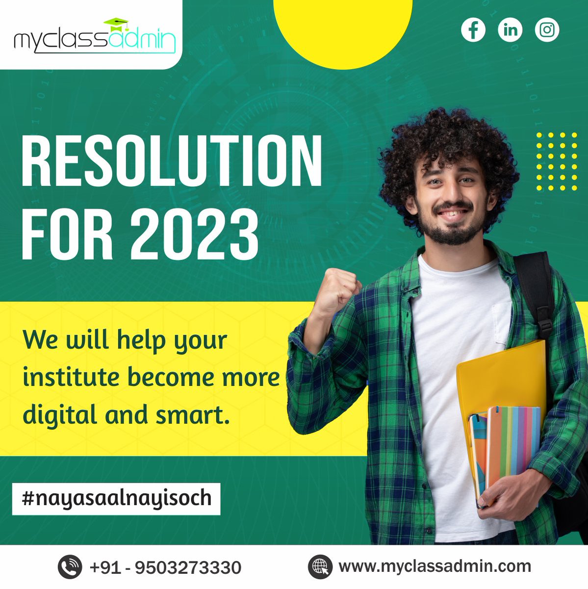 MyClass_A_dmin's tweet image. We help your institutes the power of digital and smart with the best Management Software.
Enroll now at myclassadmin.com and Call Us at +91-9503273330 for more information.

#institutemanagementsoftware #classmanagementsoftware #coachingsoftware #nayasaalnayisoch