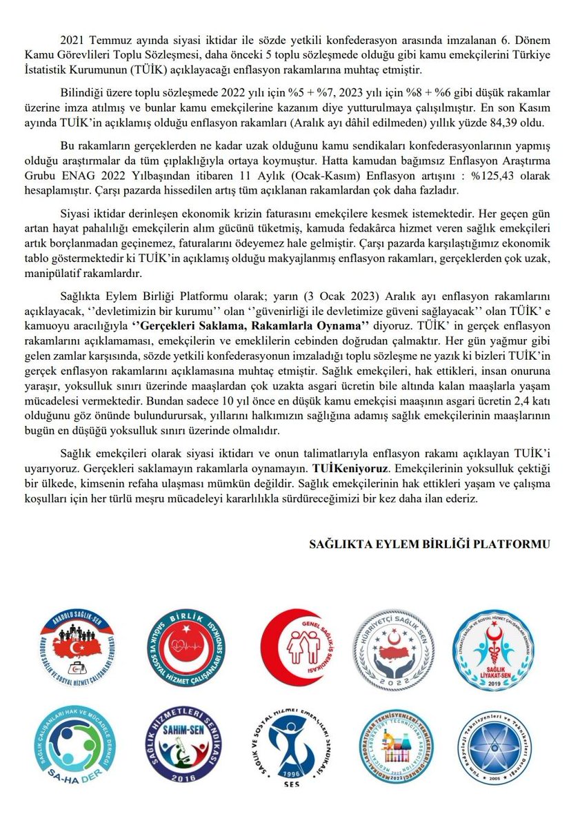 Yarın TÜİK tarafından açıklanacak olan enflasyonla birlikte emekli ve memur maaş zamları da ortaya çıkacak. 
Gerçekleri Saklama, Rakamlarla Oynama <a href="/tuikbilgi/">tuik.gov.tr</a>
#Tüikeniyoruz