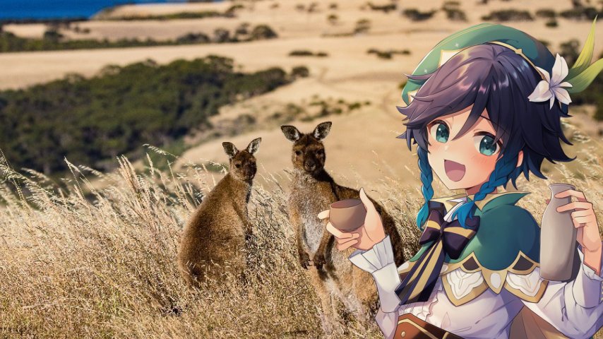 — Kangaroo Islands
“Woah! di tempat ini agak sedikit panas! Hmm~ tapi para kangguru disini sangat baik.. mungkin harus ikut ku ajak minum bersama juga? Bagaimana? Ehe♪”

#TeyvlokandUs