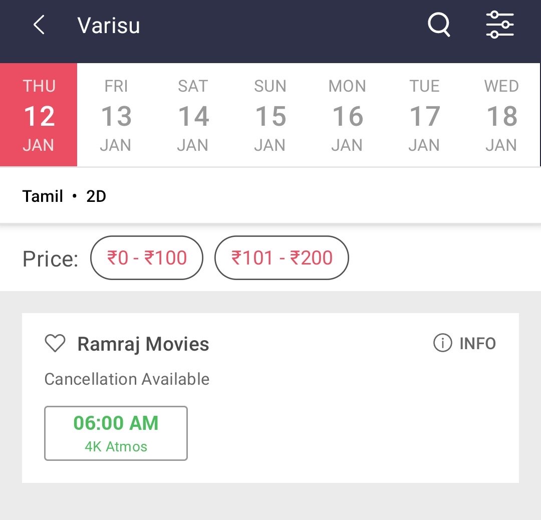 Tamizh5665's tweet image. #Varisu Kerala advance booking started in a few centers 

Punalur #Ramrajmovies opened booking for 6 am show 

More screens will be opened soon In Kerala

#VarisuPongal2023 Jna 12✅