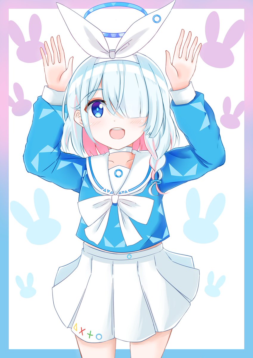 アロナ(ブルアカ) 「先生!あけましておめでとうございます!ぴょんぴょんのうさぎちゃんポーズ!#ブルア」|けつ₍ᐢ.ˬ.ᐢ₎みんのイラスト