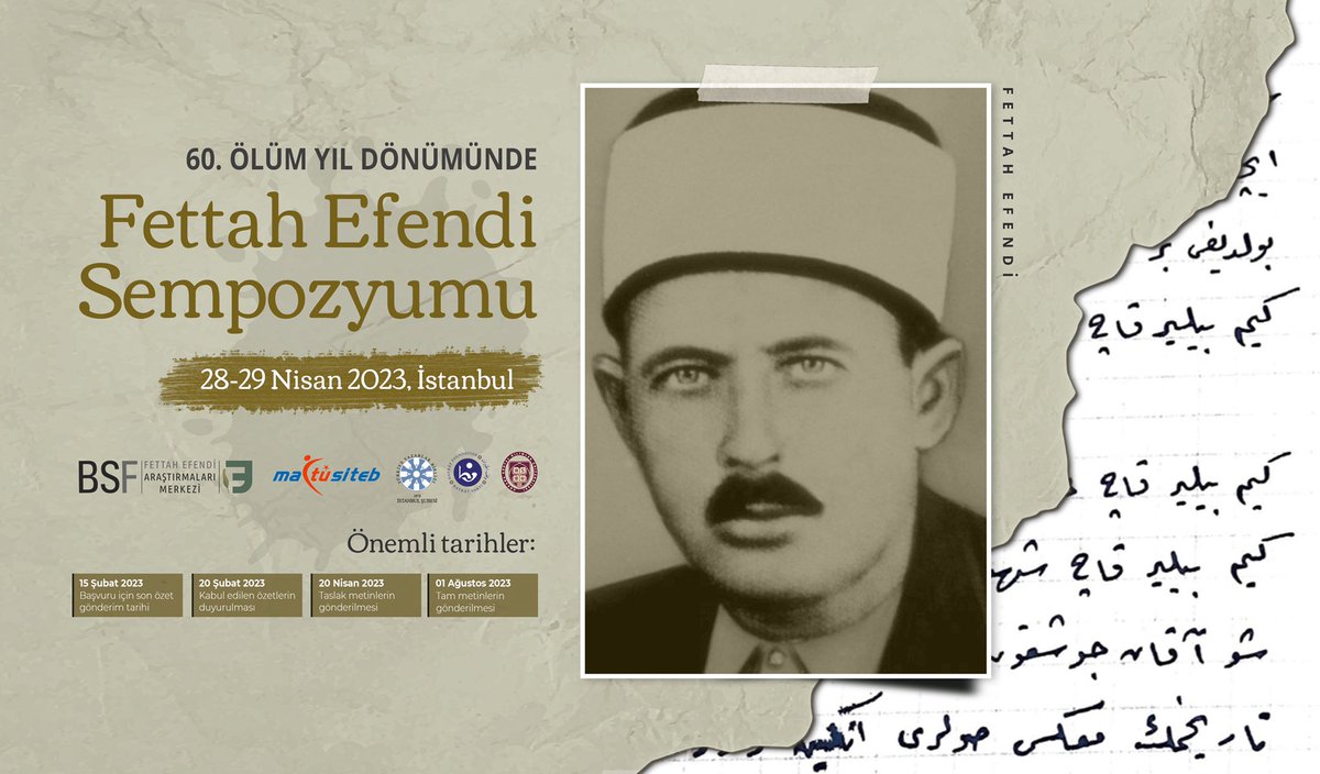 Fettah Efendi Sempozyumu Başvuruları Başladı

📌Özet Gönderimi için Son Tarih:15 Şubat 2023
📌Taslak Metin için Son Tarih: 20 Nisan 2023
📌Tam Metin için Son Tarih: 01 Ağustos 2023

‼️Başvuru Linki: forms.gle/3jeTWbmCfGpn9i…

‼️Detaylı Bilgi için: tyb.org.tr/mobi/60-olum-y…
