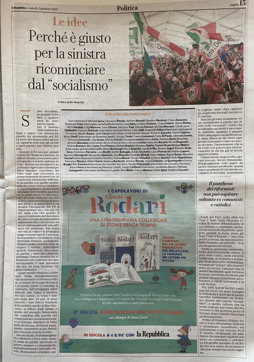 NenciniPsi's tweet photo. PERCHÉ È GIUSTO PER LA SINISTRA RICOMINCIARE DAL ‘SOCIALISMO’.

Il mio nuovo articolo su @repubblica in edicola oggi. #socialismo #pd #sinistra https://t.co/v5Mot2Bcsc