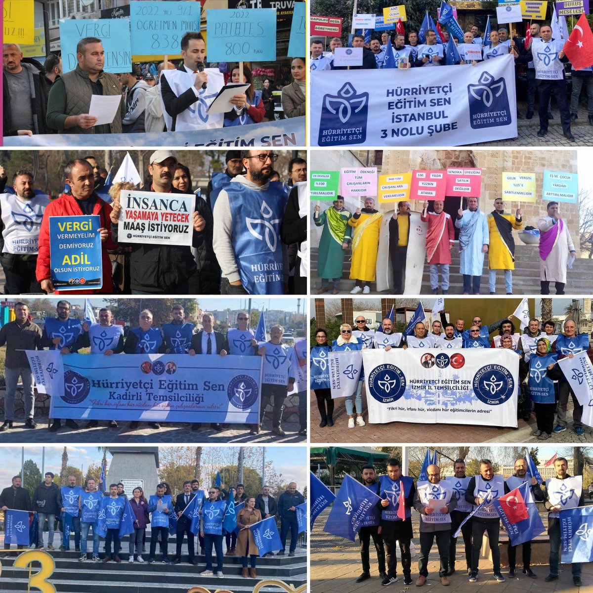 Hürriyetçi Eğitim Sen 27-30 Aralık tarihleri arasında illerde meydanlara indi. Eğitim çalışanları başta olmak üzere tüm memurların ekonomik sorunları için açıklama yaptı. Ulusal gazete ve TV’lerde gündemi oluşturdu.
#MemurunBeklentisi yoksulluk sınırı üstünde maaş.