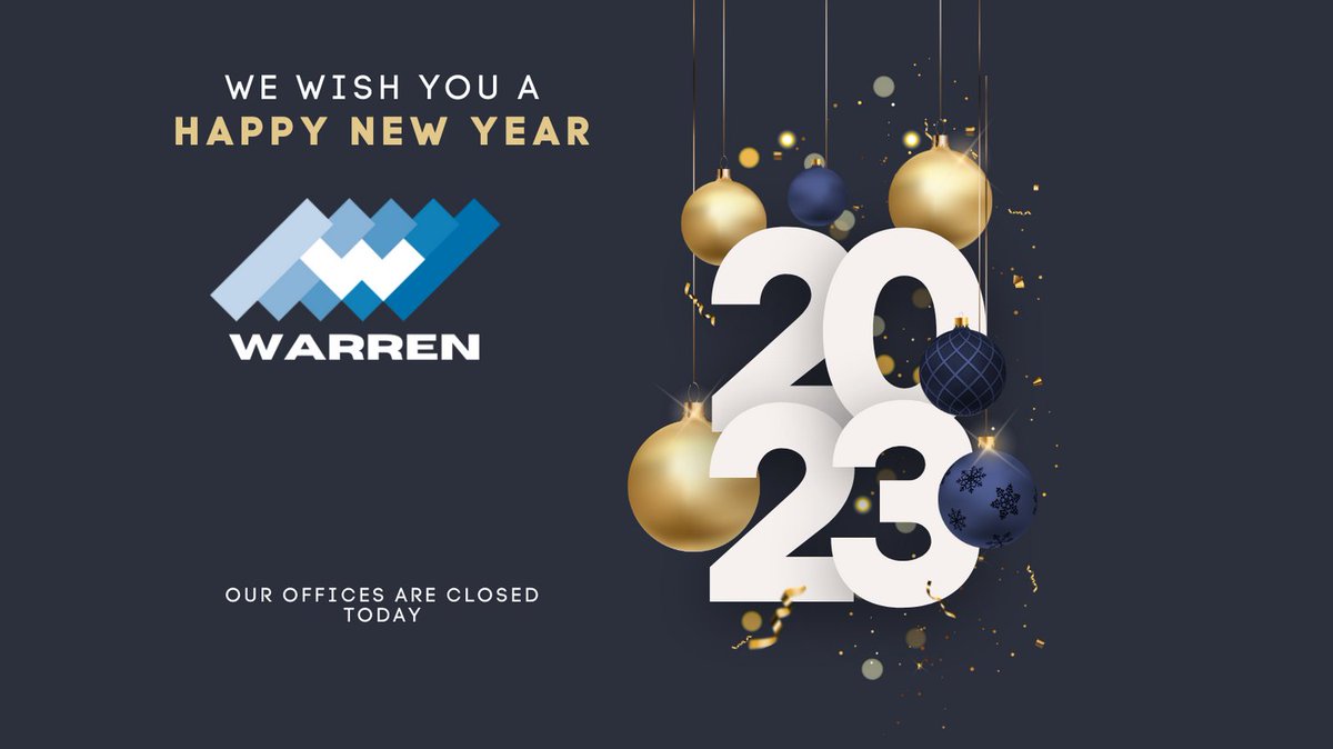 WarrenCompanies's tweet photo. Happy New Year! Our offices are closed today. We hope everyone had an amazing New Years weekend!

Our offices will open with normal business hours tomorrow, January 3rd. https://t.co/oJs275hSZd