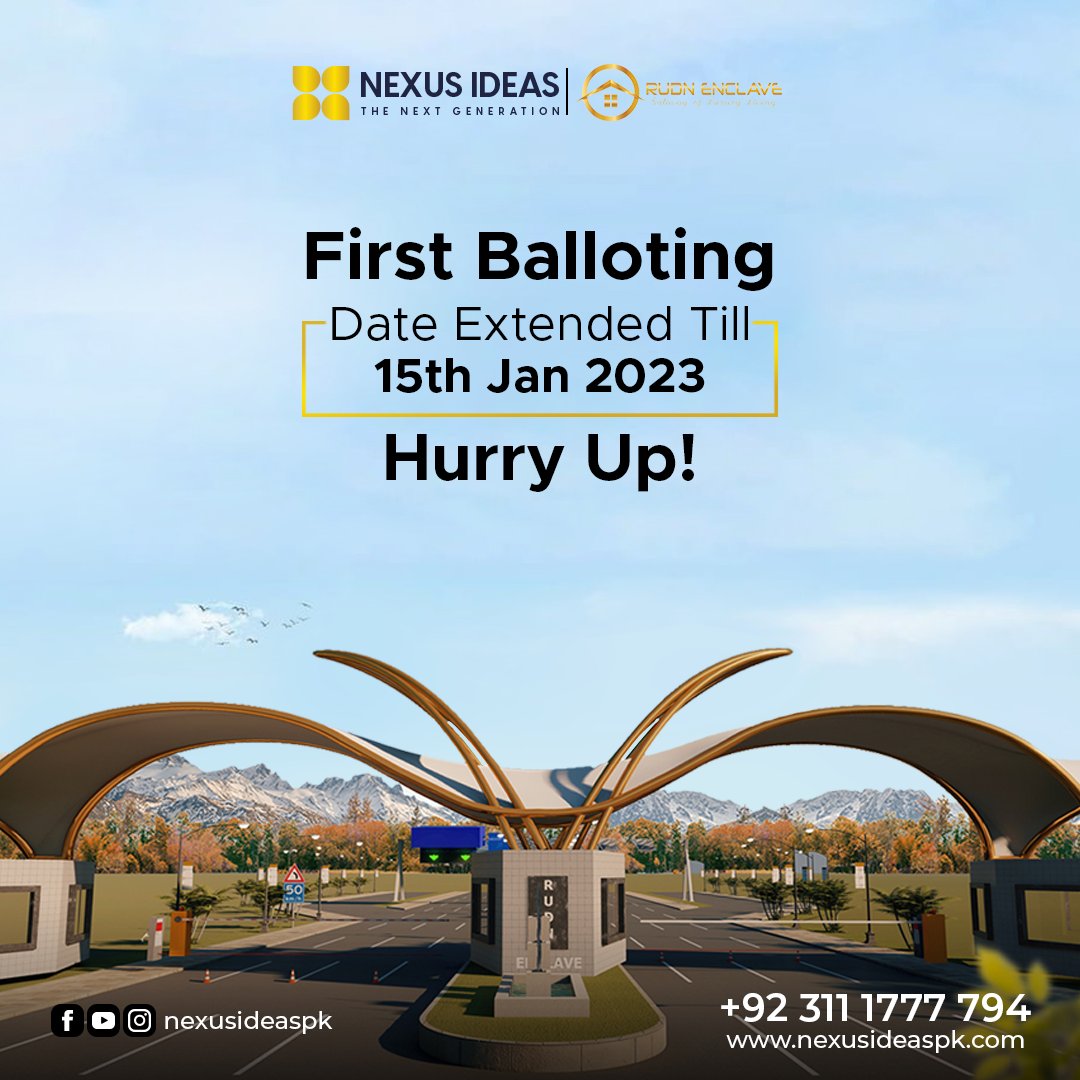 nexusideaspk1's tweet photo. The first balloting date has been postponed to January 15, 2023 by the Rudn Enclave's administration in consideration of your requests. So that everyone of their esteemed members can easily update the installation ledger for each of their residential plots. https://t.co/1PKkuQgDqO
