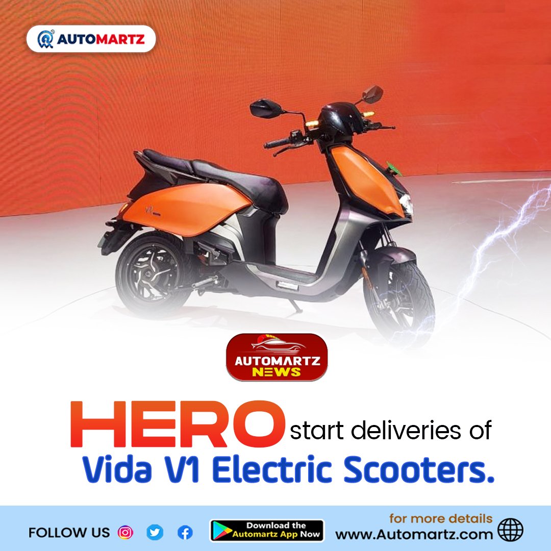 AutoMartz's tweet photo. Leading automobile vehicle manufacturer Hero Motor will start delivering Vida V1 electric scooters soon.
.
#Automartz #turbocharged #evcharging #Suriya42 #RC15 #economy #VijayDeverakonda #Okkadu #NewJeans #CongratulationsBTS #foodphotography #RRRMovie https://t.co/DMUN24dknQ