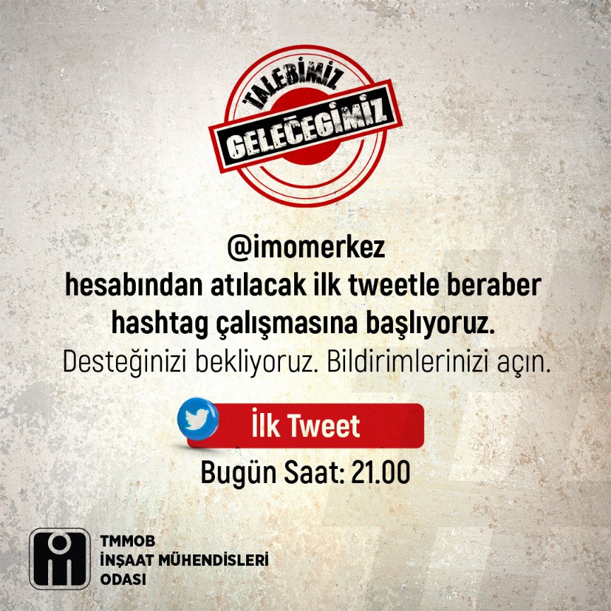 Bu akşam saat 21.00'de yapacağımız hashtag çalışmasına desteğinizi bekliyoruz.