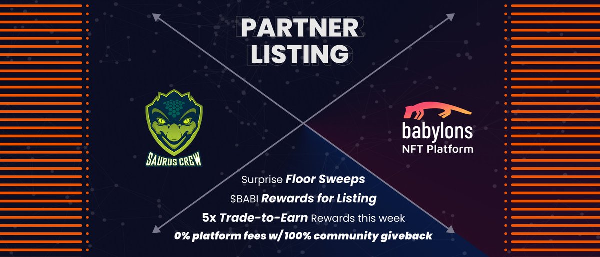 BabylonsNFT's tweet photo. ๐ฆ It's great to notify our community that we've partnered with @SaurusCrew by @SFY_Labs.
You'll be able to buy and sell its NFTs on the Babylons marketplace.
Join us at 17:00 CET for the NFT reveal on Babylons https://t.co/R2TCHzaLAX