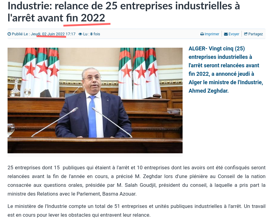 ONAPNT's tweet photo. Ce qu'on vous a promis en 2022:
Zeghdar :"Relance de 25 entreprises industrielles à l'arrêt avant fin 2022"
#Promesse_non_tenue https://t.co/vLCKr2yADk