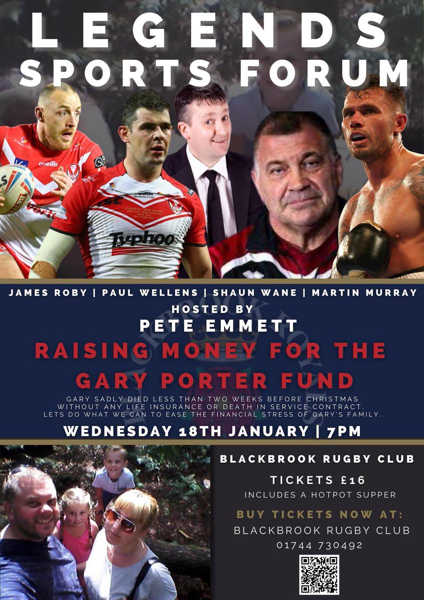 Gary Porter throughout the years has helped so many children and has supported so many people! Now it’s time in his families hour of need that we give something back!
This is going to be great evening, 
Please get behind and let’s fill <a href="/Blackbrook_Club/">Blackbrook Club</a> tickettailor.com/events/mikhail…