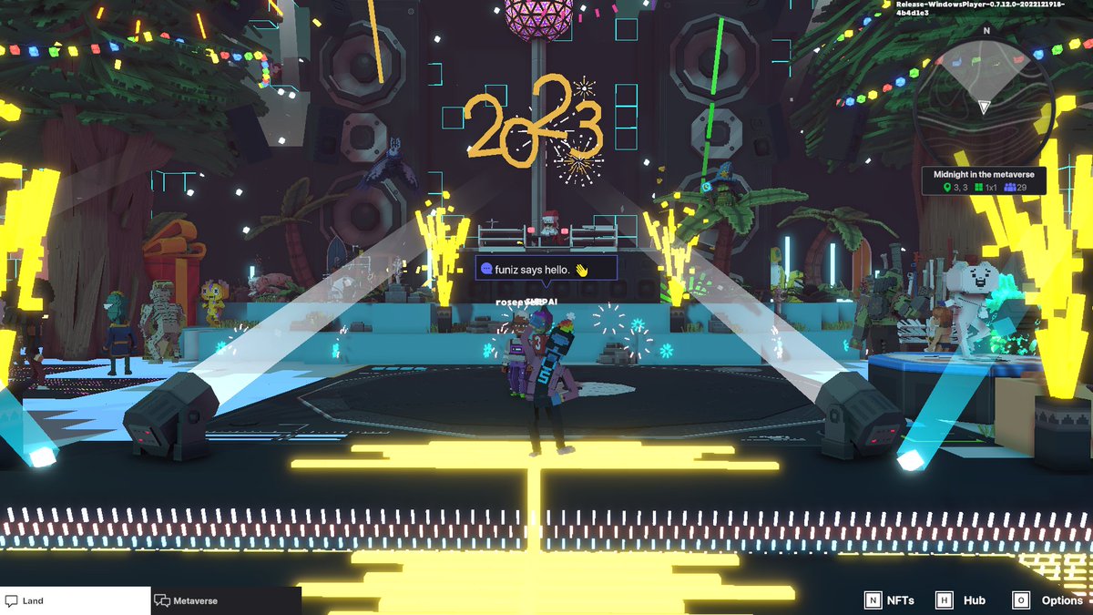 funisishere's tweet photo. @TheSandboxGame @steveaoki @TheOfficialA7X @suecothechild @ParisHilton @deadmau5 @blond_ish Celebrating the end of the year in @TheSandboxGame Metaverse! ✨🎇 https://t.co/mH55pLTpBr
