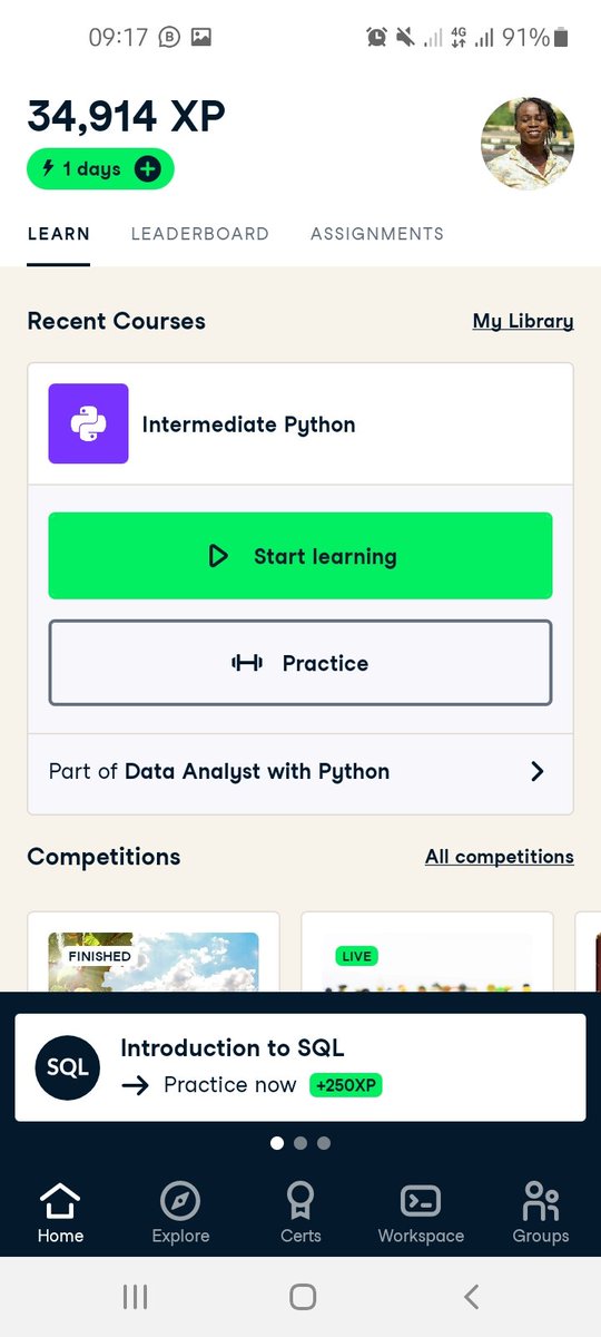 AnAlphinawriter's tweet photo. @hackSultan @lord_chii @Samson_Goddy @AdoraNwodo @Emmanuelosho_ @goodnesskayode I am learning python programming courtesy of Zuri and I4G, my phone did crash at some point due to the task given especially getting to the API part so I stopped practice on my phone but I've been learning on DATACAMP . I want to help build a working site for a devotional https://t.co/kqHprhATfM
