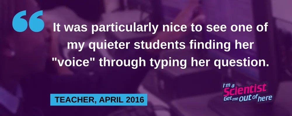 There are tons of reasons why #IAE Chats are always text-based.

We break down the benefits in our blog post: about.imascientist.org.uk/2017/im-a-scie…