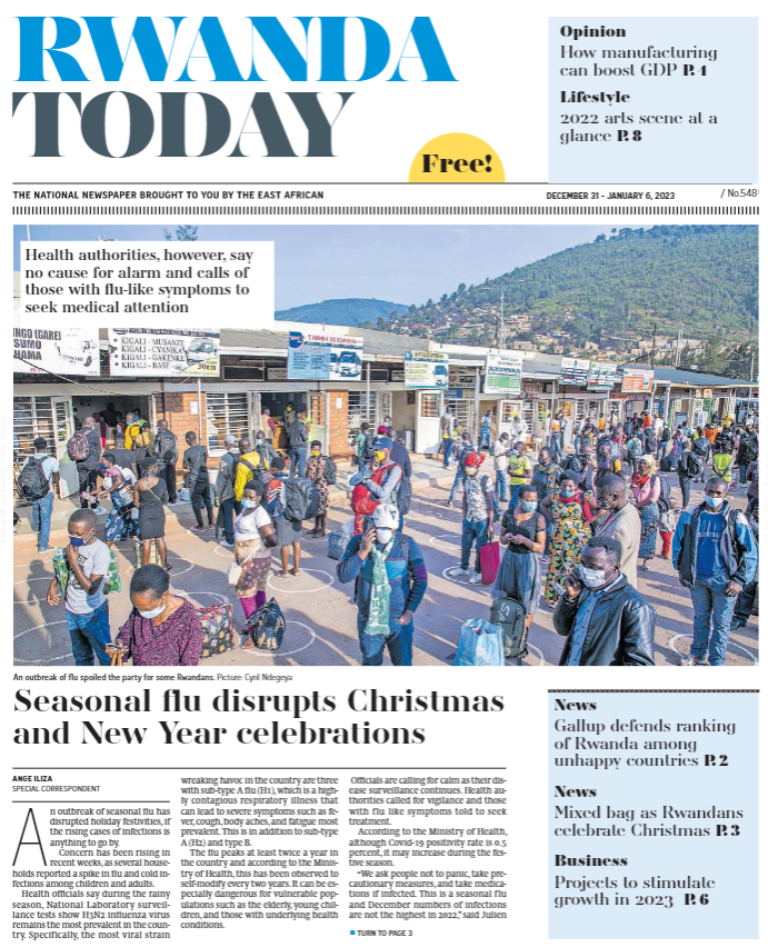 Rwanda Today (@rwandatoday) on Twitter photo In your <a href="/RwandaToday/">Rwanda Today</a> - <a href="/The_EastAfrican/">The EastAfrican</a> copy this week:
👉Gallup defends ranking of Rwanda among unhappy countries.
👉Business: Projects to stimulate growth in 2023
👉2022 arts scene at a glance
Read more at epaper.nation.africa/ke In your <a href="/RwandaToday/">Rwanda Today</a> - <a href="/The_EastAfrican/">The EastAfrican</a> copy this week:
👉Gallup defends ranking of Rwanda among unhappy countries.
👉Business: Projects to stimulate growth in 2023
👉2022 arts scene at a glance
Read more at epaper.nation.africa/ke