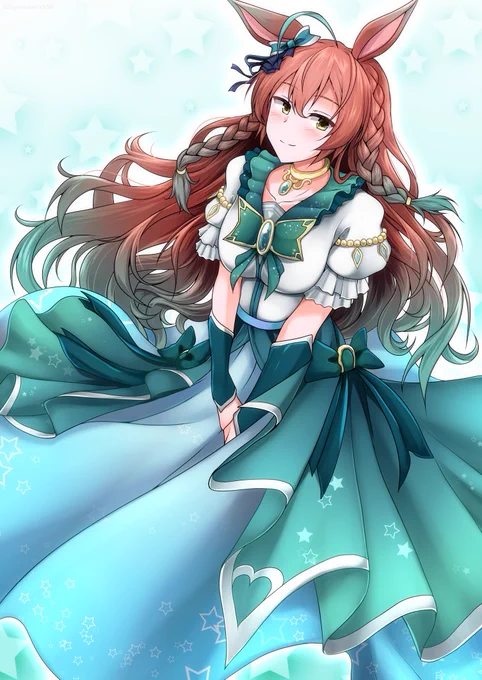去年Skebの依頼で描いたプリファイ衣装のデジたんとメジロブライト&ゴスロリエアグルーヴ 