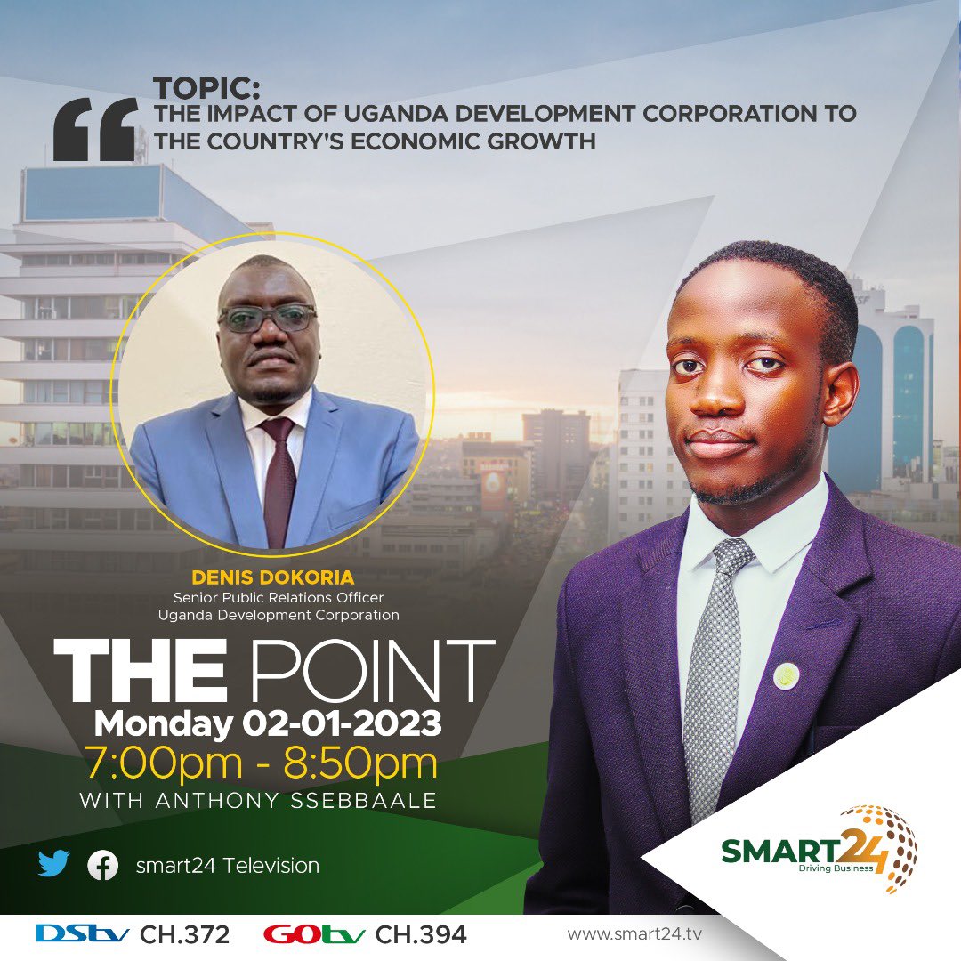 To what extent do you think the Uganda Development Corporation impacts the country’s economic growth? Don’t miss on the conversation today at 7Pm on @smart24tv 🤝
#DrivingBusiness