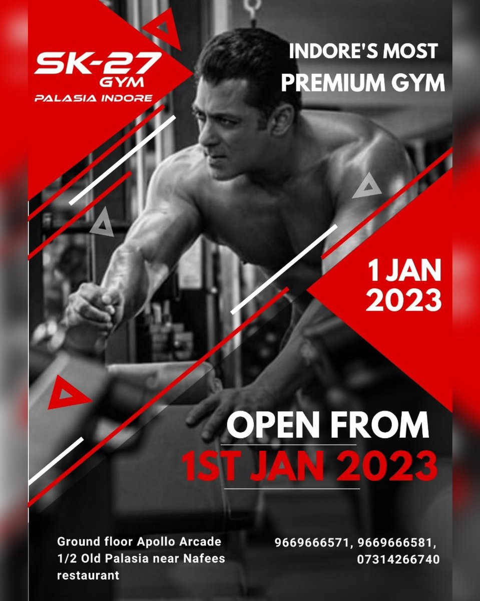 BeingSalmanKhan's tweet photo. Start your fitness journey with #Sk27gymPalasia #sk27gym
@beingstrongind https://t.co/NGb7vCabwg