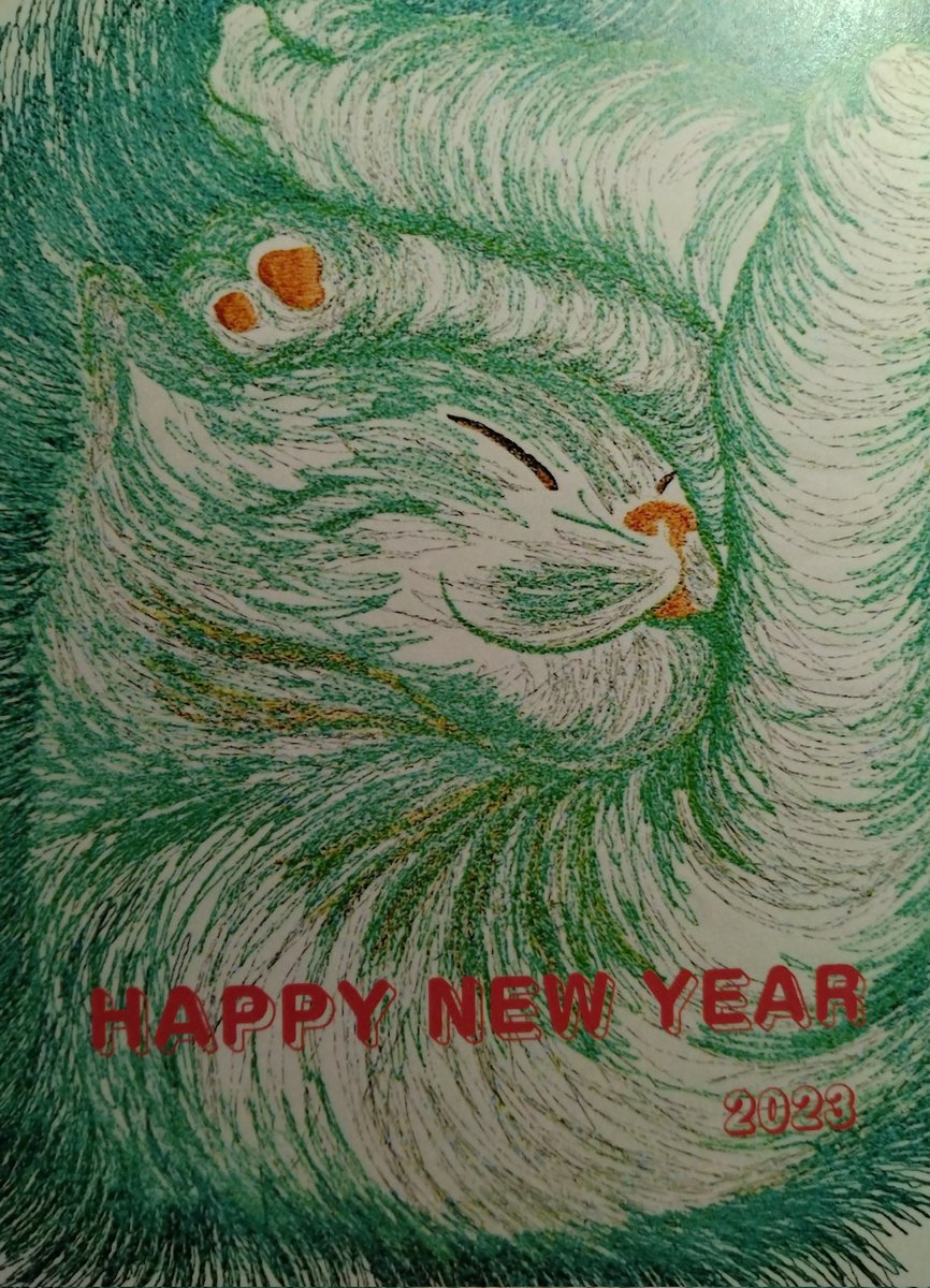 metchagoo's tweet photo. 新年明けましておめでとうございます😀
#NewYear 　＃embroidery ＃Art
＃MKM #Cat 　＃刺繍　＃ミシン https://t.co/coDYdimkTY