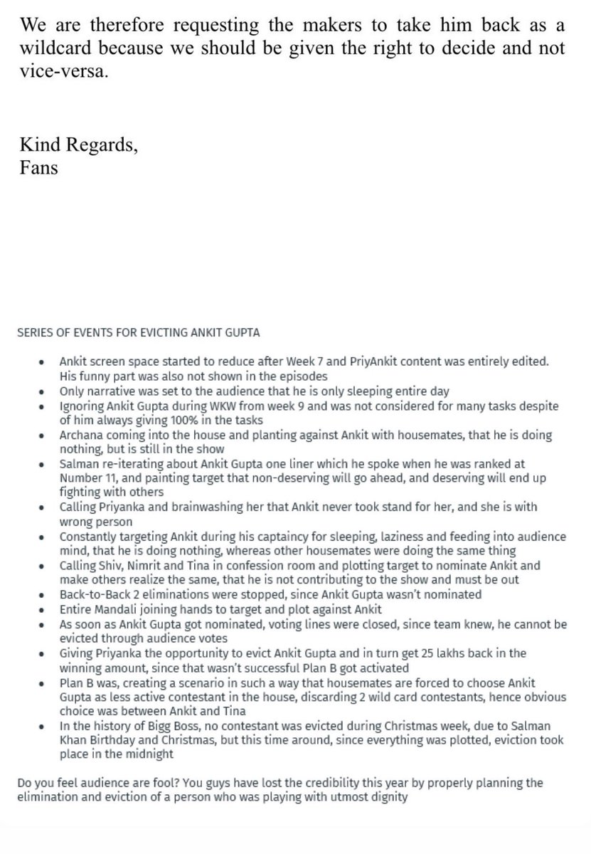 TweetsViaMicky's tweet photo. Everyone email this letter on these two emails and subject it; unfair scripted elimination of Ankit Gupta. It will take a minute. 
If you want a draft for body paragraph!!dm @danciingpanda 
Viacom: comms@viacom18.com
Colors: colorstv.contactus@gmail.com

BLOCKBUSTER ANKIT GUPTA https://t.co/RFudyBn0Vf
