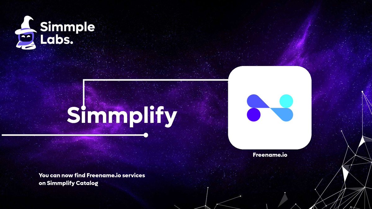 web3_catalog's tweet photo. We warmly welcome @freenameio to Simmple Labs Ecosystem. You can find https://t.co/KurU9nXWvW Services on Simmplify Catalog now.
            
Simmplifying the web3 journey, one builder at a time! https://t.co/b6GmyiO78H