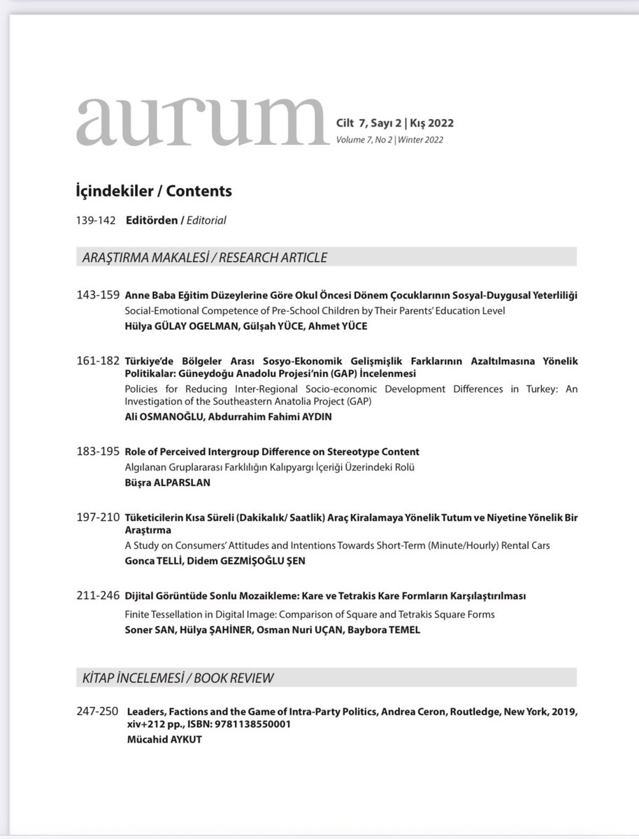 📣📣📣
AURUM Sosyal Bilimler Dergimizin Kış 2022 sayısı yayınlandı! 

DergiPark linki üzerinden ulaşabilirsiniz: dergipark.org.tr/tr/pub/aurum/i… 

Bu sayımızda da sosyal bilimlerin farklı 
disiplinlerinden güncel ve kıymetli çalışmaları bir araya getirdik.

Keyifli okumalar dileriz.