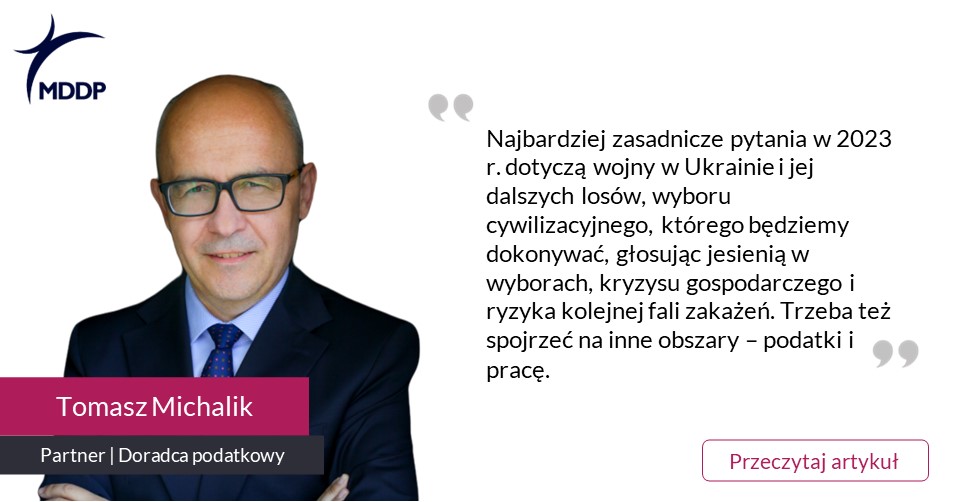 MDDP_Polska's tweet photo. 💡 2023 r. rozpoczynamy spojrzeniem Tomasza Michalika na to, co najważniejszego czeka nas w tym roku.
@ZalewskiLucas @BIPolska 
#NowyRok #NowyRok2023 #podatki #ukraina #praca #homeoffice #COVID19 #Covid #UE #wybory

https://t.co/idOcGZkZcJ https://t.co/ddLgvmd0Fp