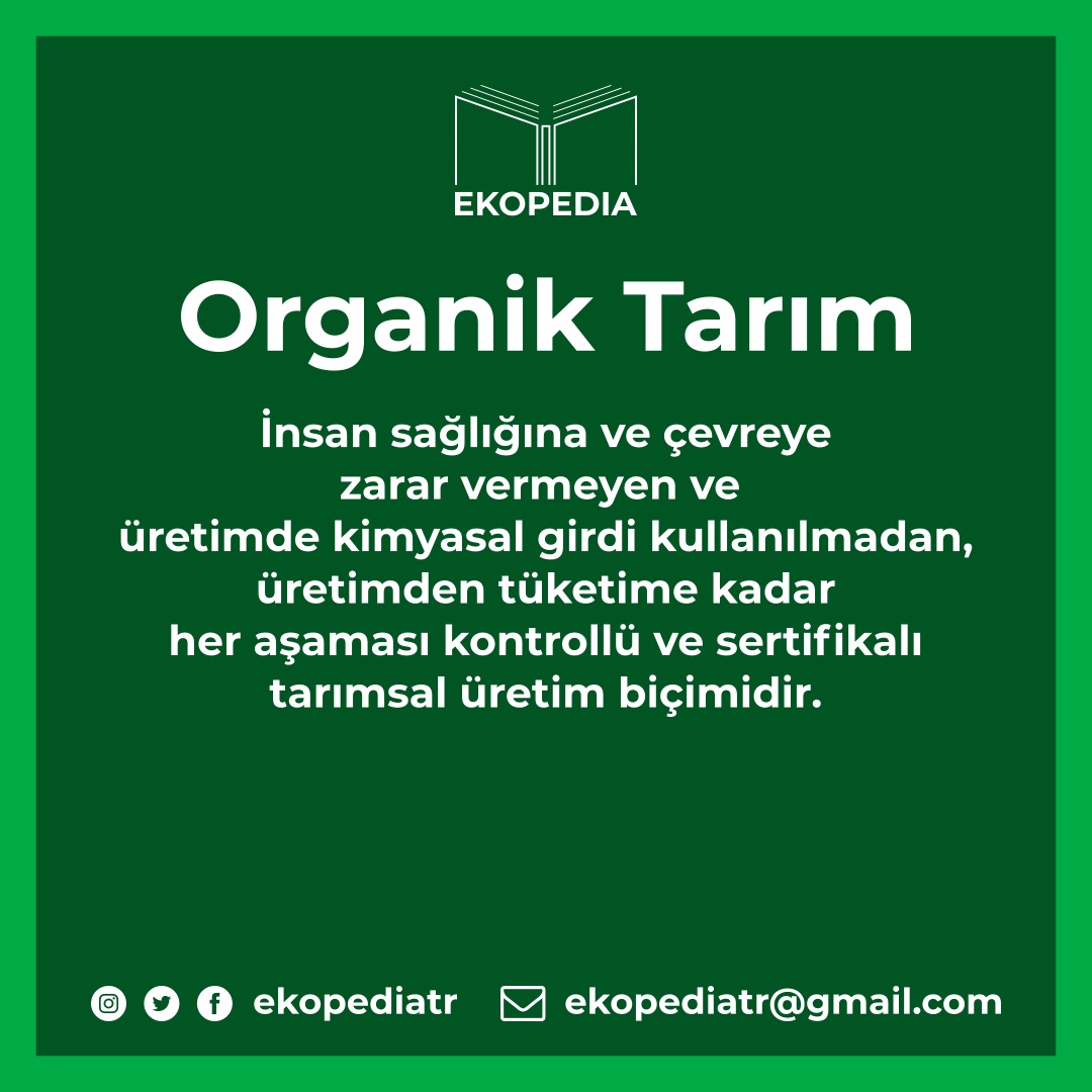 Organik tarım nedir? #Organik #Tarım #OrganikTarım  
.    
#HerGünBirKelime #ekopedia #ekolojiansiklopedisi #ekoloji #ansiklopedi #ekolojik #etimolojik #sözlük #etimoloji #doğa #çevre #yeşil