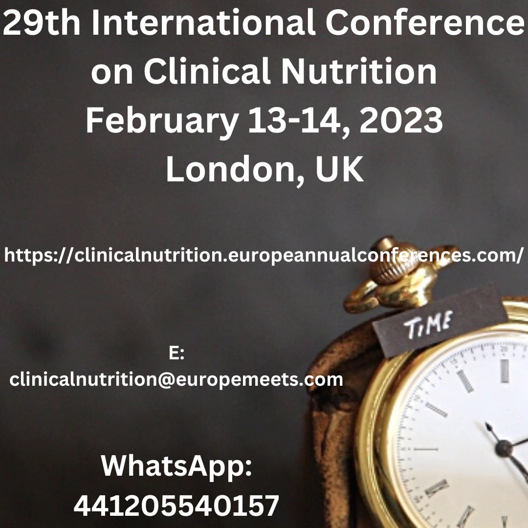 2018_Food's tweet photo. #Clinical #Nutrition #2023 #conference serves as a global platform to discuss and learn about #nutrition importance and value during these pandemic on February 13-14, 2023 at #London, #UK
More info: https://t.co/60ZY1YhOOw
#nutrition #obesity #diabetes #nutritionconferences https://t.co/OwDJsq4zYY