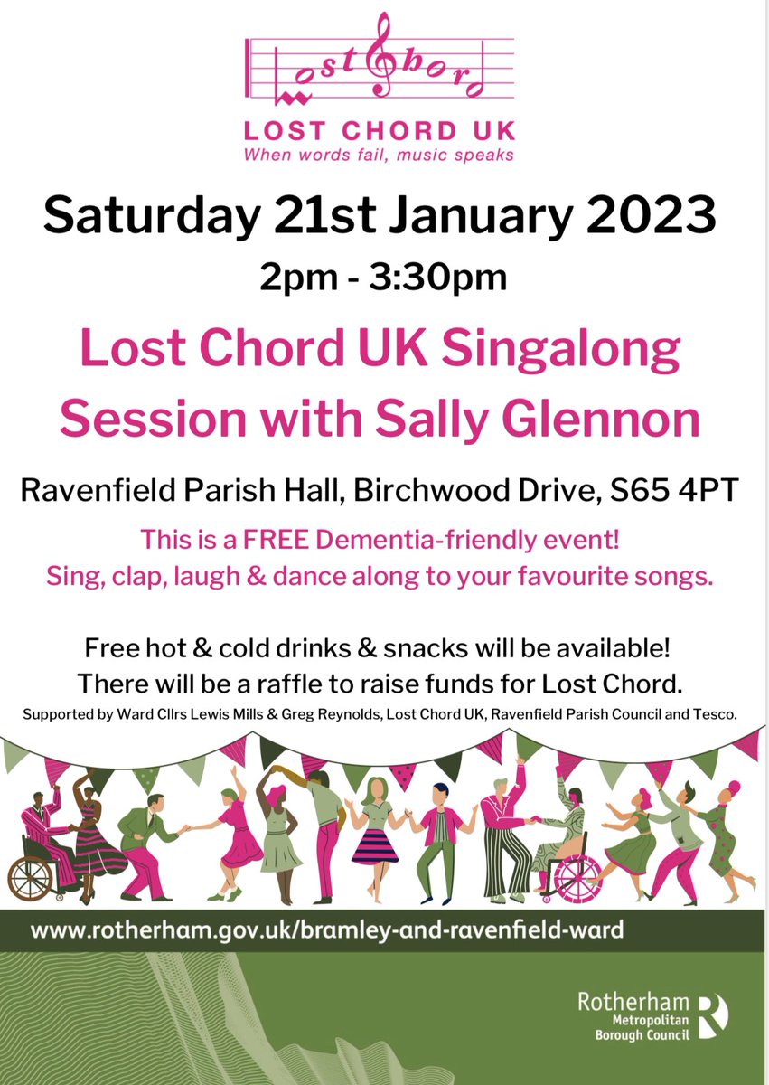 🎶 @lchord 🎶 

🕺This is a FREE Dementia-friendly event with singing, clapping, laughter and dancing so why not come along? 

☕️ There will also be FREE hot or cold drinks and snacks available!