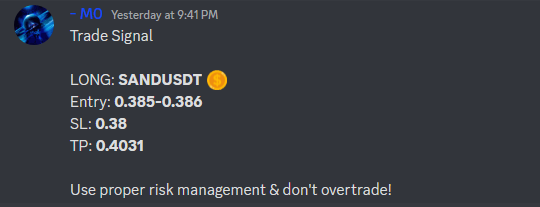 moritzcrypto's tweet photo. If you took my $SAND #SAND call from yesterday, you should be up by at least 5% https://t.co/JgAKkYFSu2