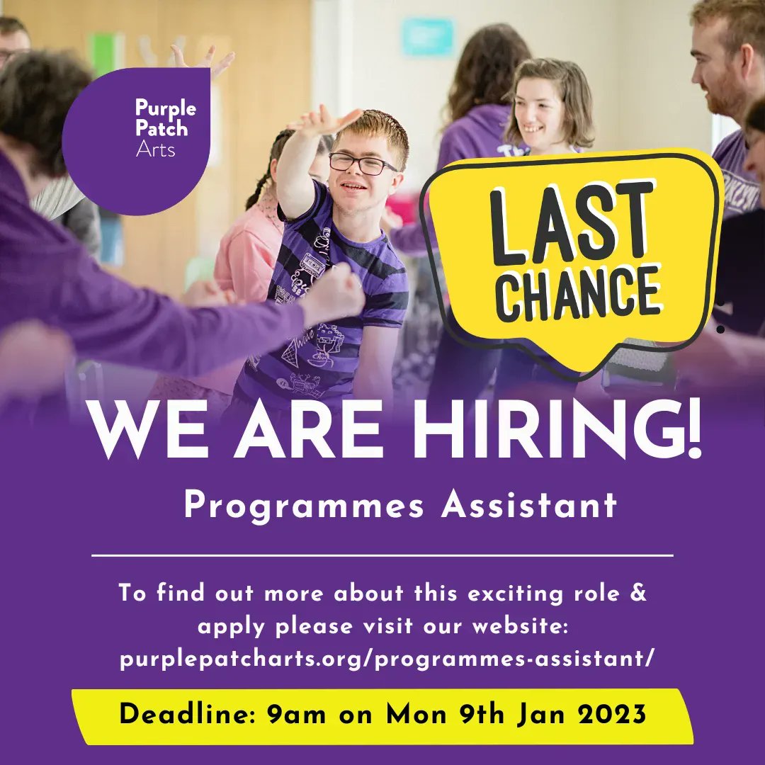 🎉 Happy New Year! If you are looking for a new job in 2023, there is still time to apply for our Programmes Assistant role! 💜

To find out more about this exciting role &amp; apply please visit our website: purplepatcharts.org/programmes-ass…

The deadline is 9am on Monday 9th January 2023!
