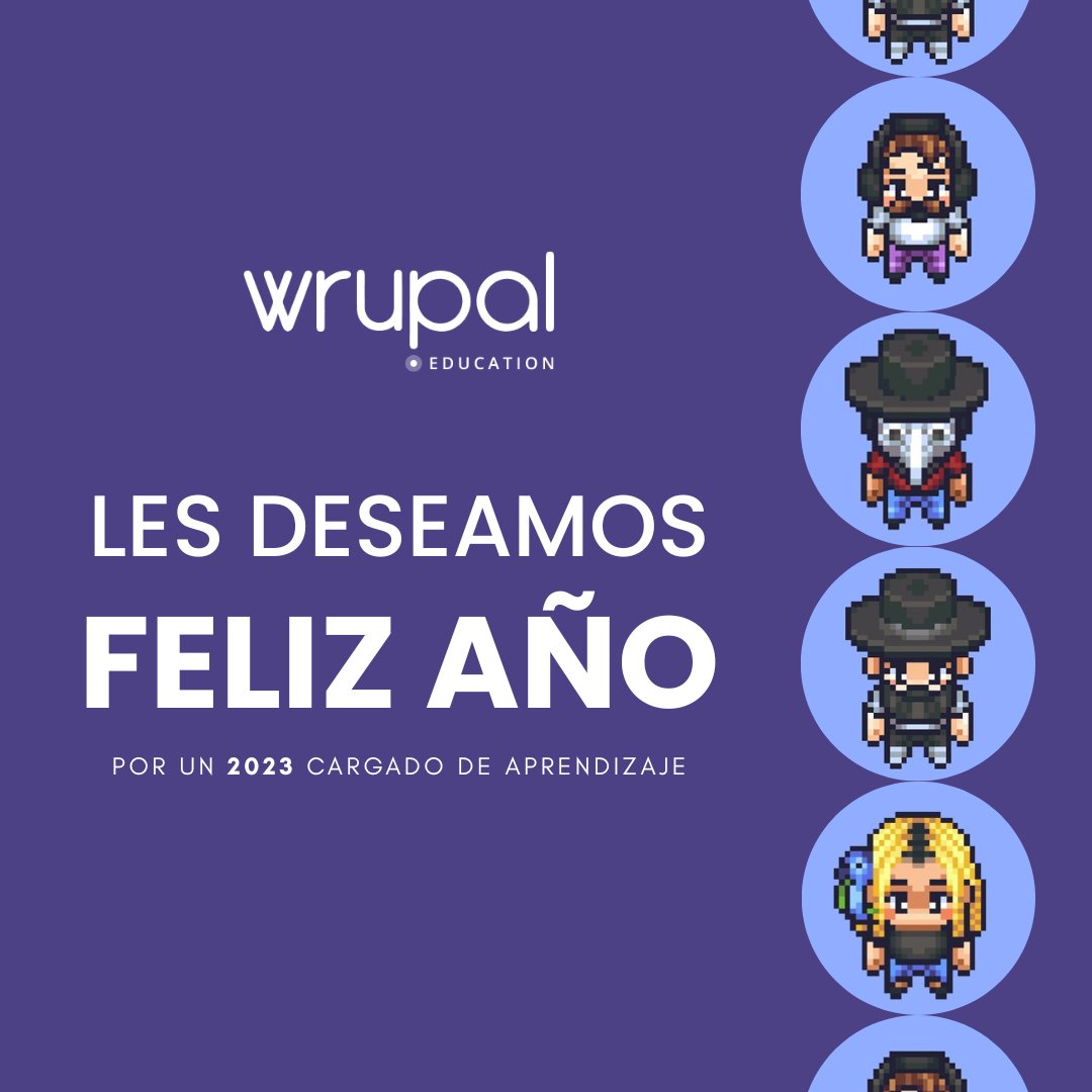 WrupalE's tweet photo. De parte de todo el equipo de @WrupalE os deseamos un excelente inicio de año y mucho aprendizaje en este 2023. 🥰🥳 https://t.co/DyjtxQ3vmx