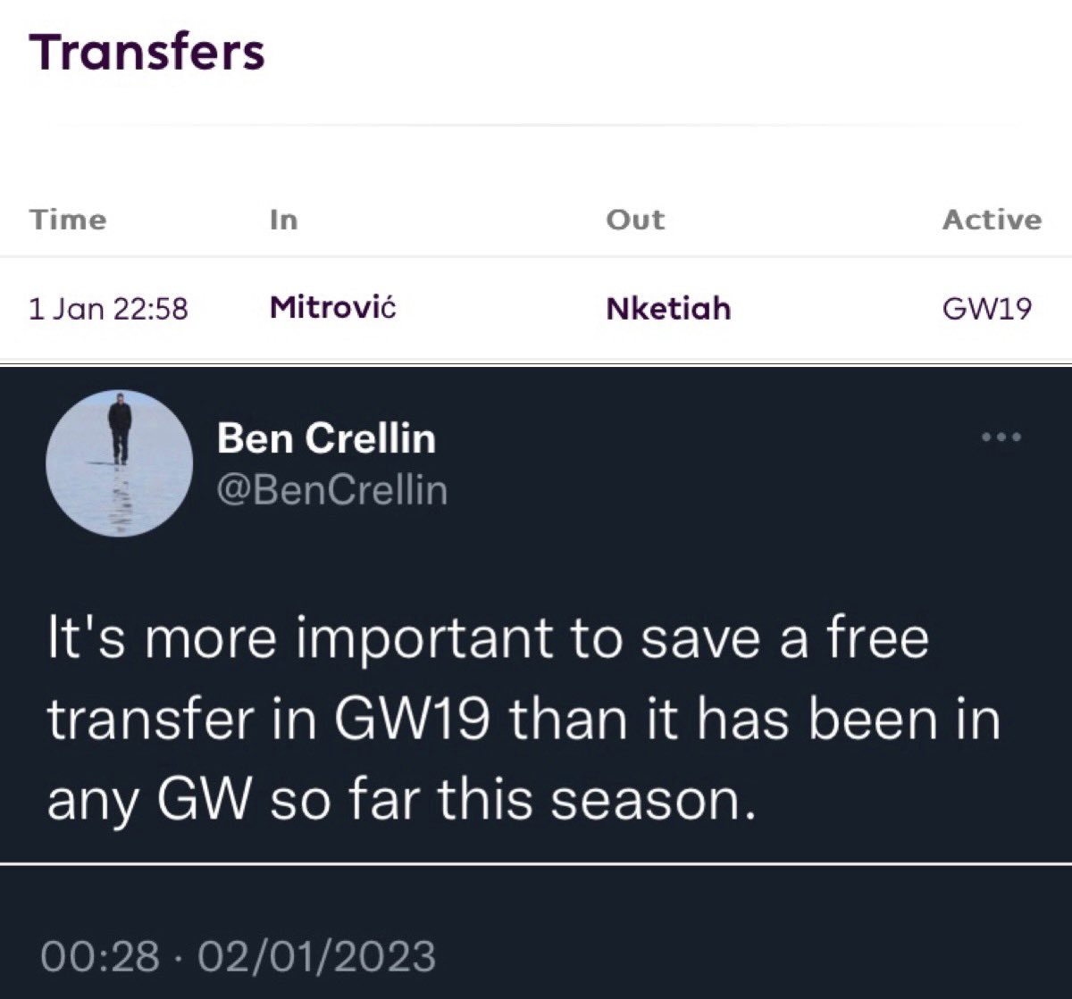 Cheers for the tip Ben