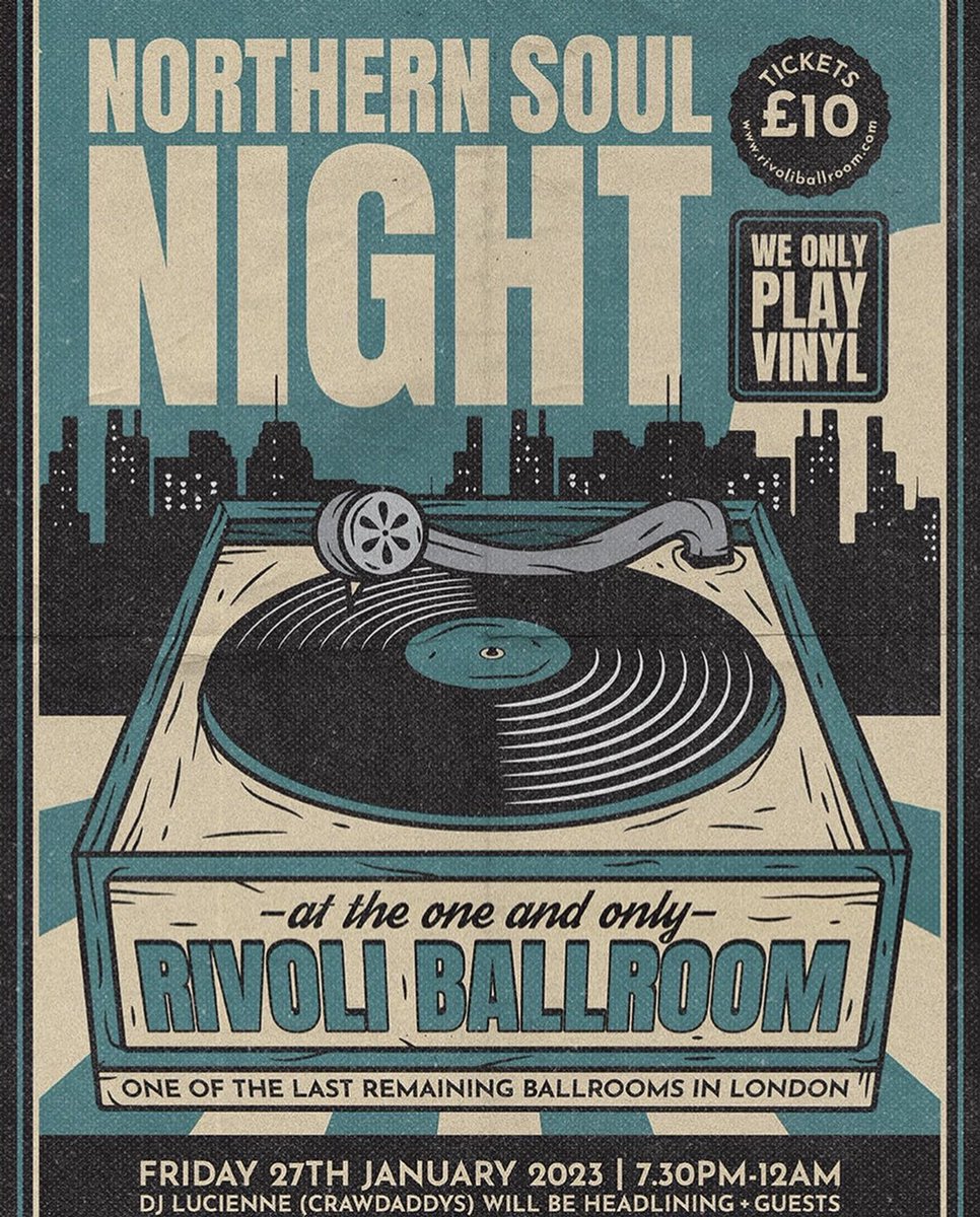 RivoliBallroom's tweet photo. Happy new year- our dance nights are back kicking off for 2023 will be @jiveparty on Sat 21st Jan-followed by a night of Northern Soul on Fri 27th Jan-Then we will have our epic 70s &amp; 80s disco 🪩 night. Tickets and info https://t.co/xxjdhbvWAD (link in bio) https://t.co/btU4rHSDqP