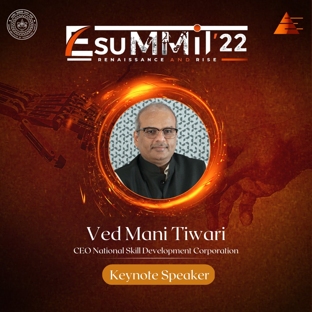 E-Cell IIT Kanpur is glad to share that Mr. Ved Mani Tiwari will be gracing E-Summit'22 with his presence as a Keynote Speaker.

Mani Sir serves as the CEO of <a href="/NSDCINDIA/">NSDC India</a> and MD of its fully owned subsidiary, NSDC International.

#ecelliitk #ecell_iitk #iitkanpur #nsdc #esummit22