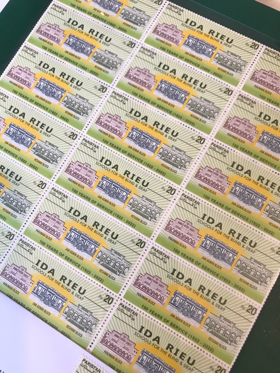mariam_durrani3's tweet photo. Congrates to the committed team at #IdaRieu for marking 100 YEARS of imparting education to the differently abled children of Pakistan. 100 years marked aptly with the publication of the commemorative postal stamps by #PAKISTANPOST. #leavenoonebehind #education #differentlyabled https://t.co/CjAgISoxKc