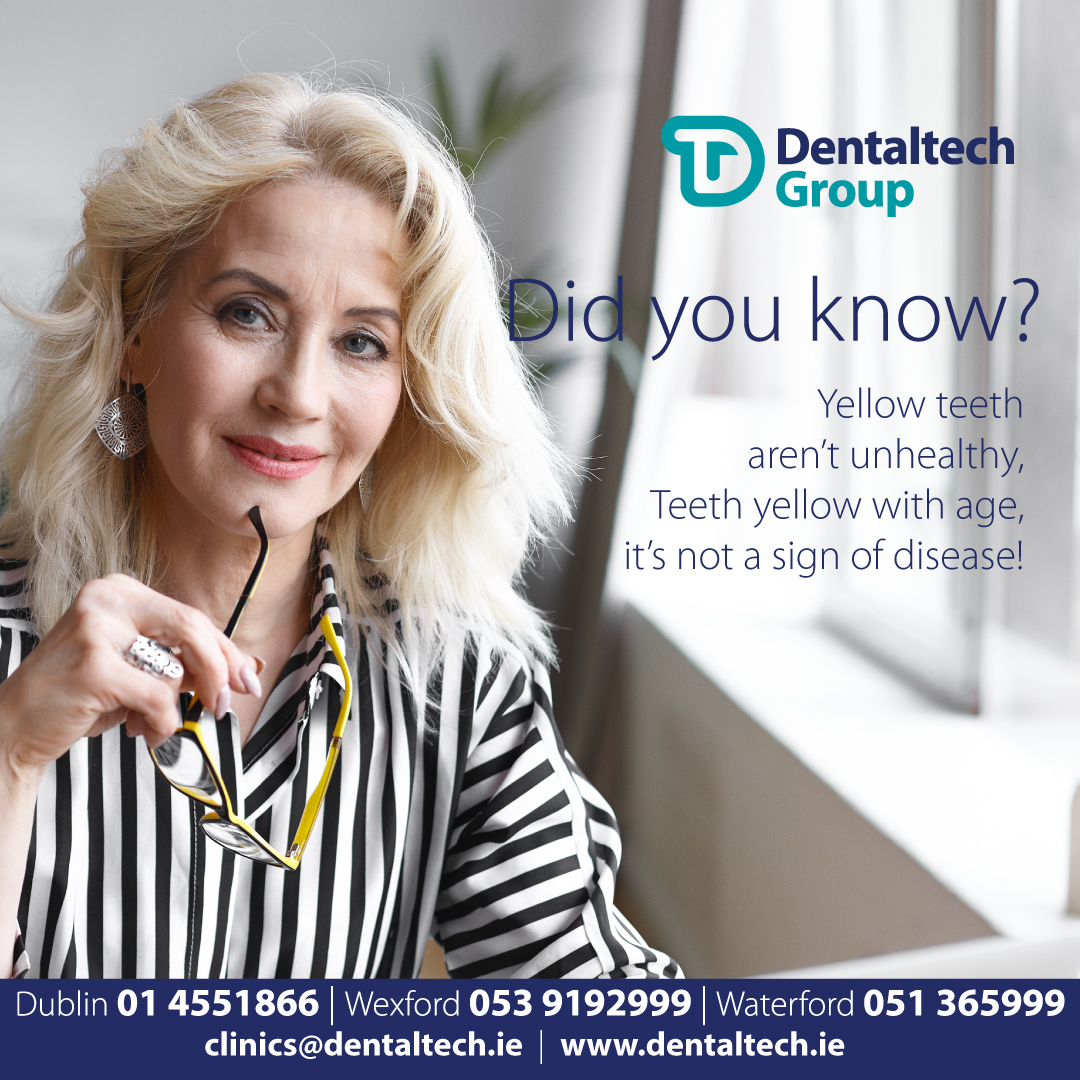 dentaltechgroup's tweet photo. Did you know?

Yellow teeth aren't unhealthy, Teeth yellow with age, it's not a sign of disease!

Dublin: 01 4551866
Wexford: 053 91 92999
Waterford: 051 365 999

clinics@dentaltech.ie

#oralhealthfacts #dentaltechgroup #truefit #dentures #dental https://t.co/HTqkXYqIIP