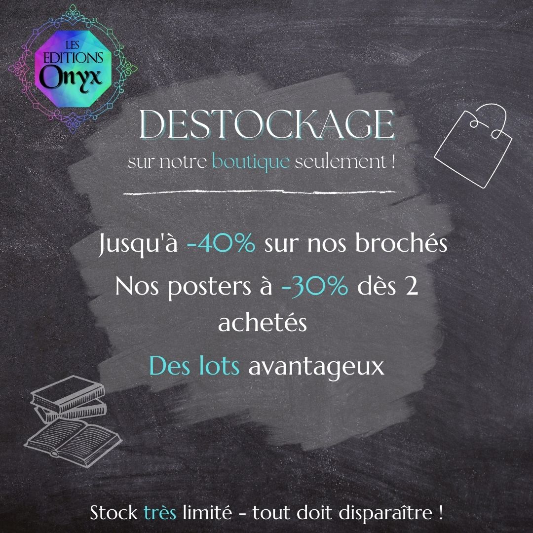 Bonjour, les Editions Onyx vous souhaitent une belle année 2023 !
Nous lançons notre déstockage avant fermeture sur notre boutique, les stocks sont très limités !
editionsonyx.com/boutique