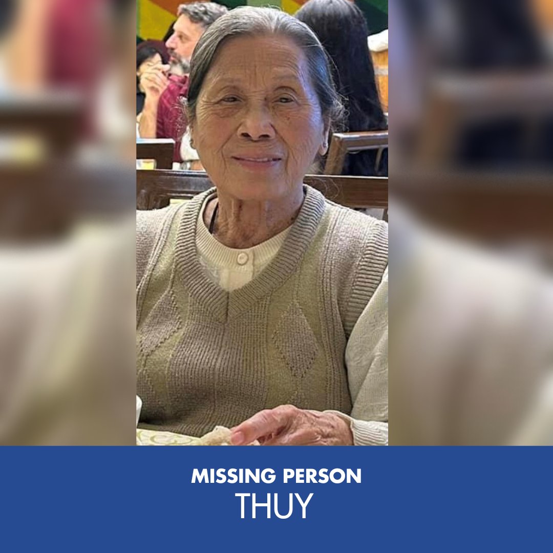 VictoriaPolice's tweet photo. Thuy is missing. The 80-year-old was last seen in Maryvale Street, Sunshine around 2pm today. If you have seen Thuy please call Sunshine Police Station on 9313 3333. https://t.co/B6fJcufi5J