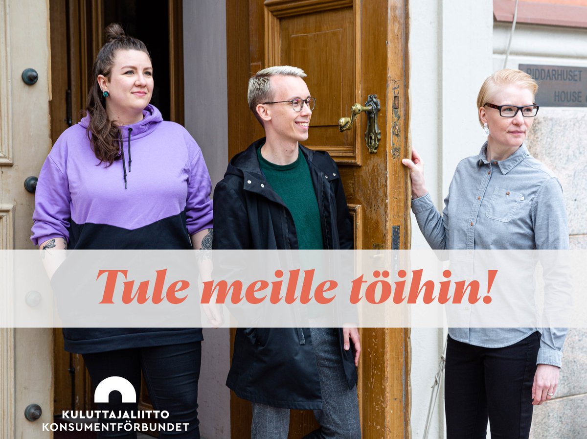 Kuluttajaliitto's tweet photo. Kuluttajaliitto hakee HALLINNON ASSISTENTTIA vakituiseen työsuhteeseen avustamaan liiton hallinnon, johdon ja jäsenpalveluiden monipuolisissa tehtävissä. Kiinnostuitko? Haku päättyy tänään 2.1.2023 klo 16!
Lue lisää: https://t.co/wtbh7kTZSQ #avointyöpaikka #rekry #assistentti https://t.co/78cqaBbsms