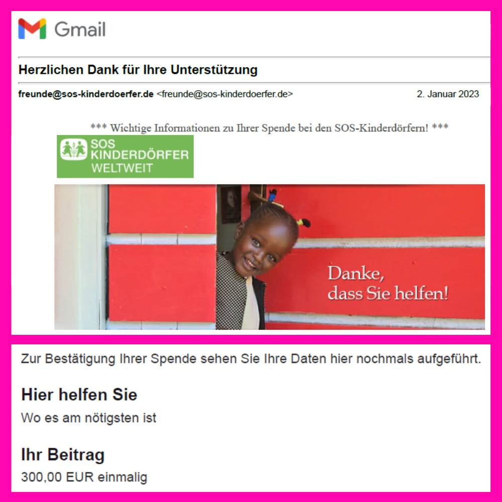 With our Christmas charity for SOS Kinderdörfer, we were able to collect a total of 320 DFI.

The organizer, Robert Gürgens, more than doubled the amount we collected with his own money. Hence, a total of 300 € went to the SOS Kinderdörfer.

Thank you all for your support! ❤️
